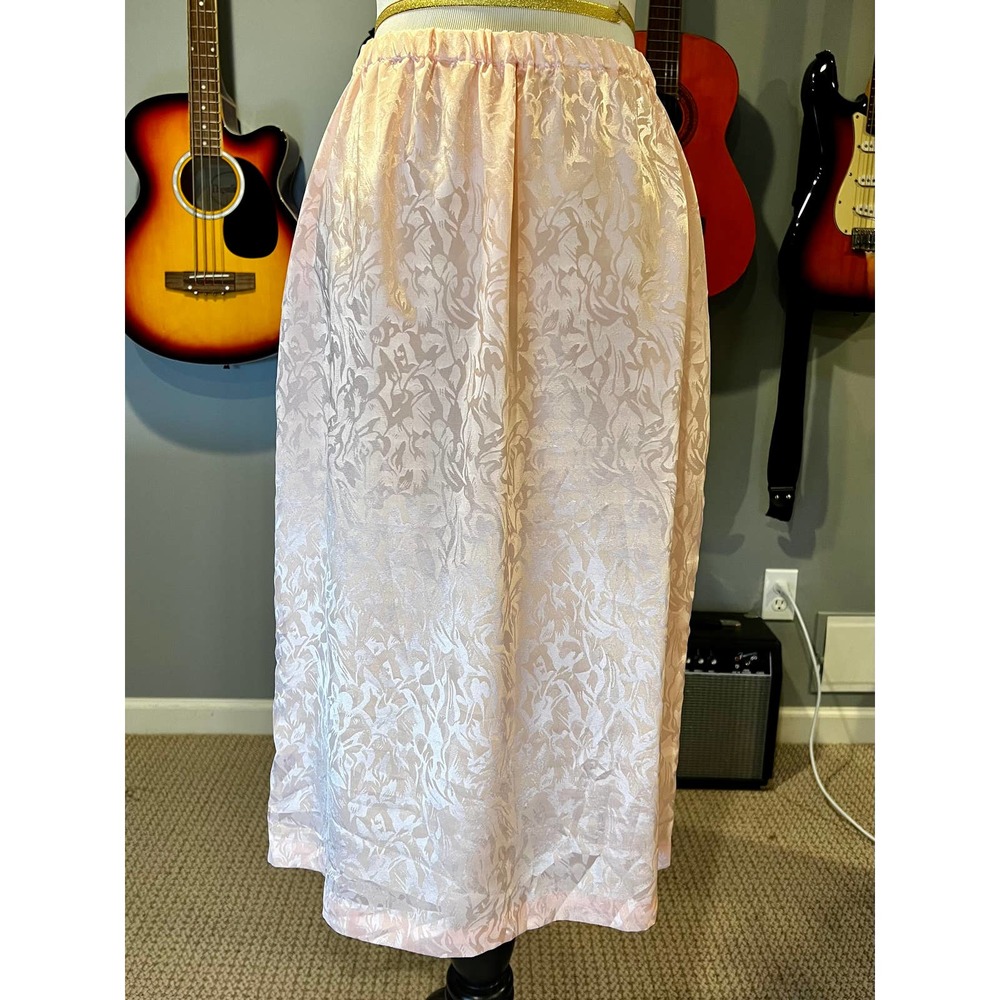 Pink Floral Jacquard Midi Skirt